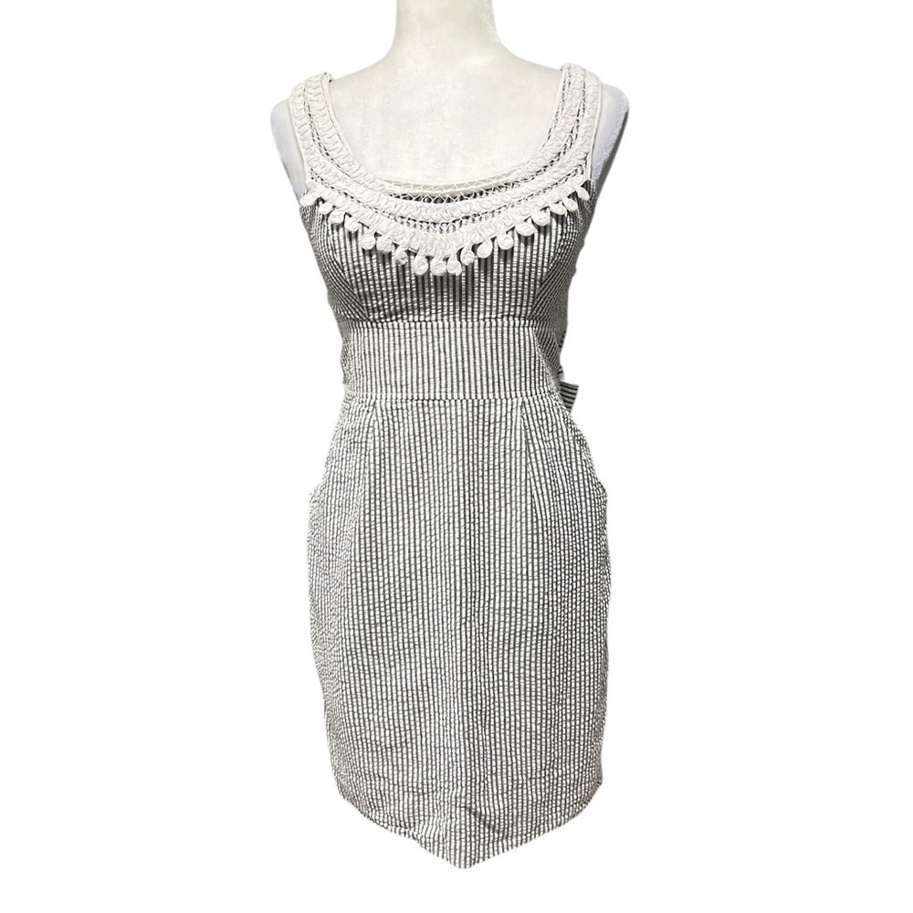 SEQUIN HEARTS Seersucker Stripes Down Junior Sleeveless Dress